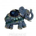 Брошь Слон 54*40мм 10 - Голубой