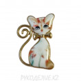 Брошь Котик 20*30мм 5 - Персиковый, золото