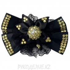 Брошь Бант с цветком LJ0537 SLV