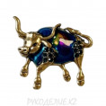 Брошь корова, бык 5 - Золотой+синий