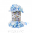 Пряжа Puffy Color Alize 5865 - Голубо-белый