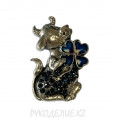 Брошь корова, бык 2 - Серебряный+синий