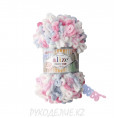 Пряжа Puffy Fine Color Alize 5945 - Розово-бело-серый