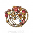 Брошь со стразами MIX 2 - Венок розовый 42*38мм