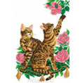 Рисунок с мулине Бенгальские кошки и розы 25*37см Искусница Цветной