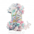 Пряжа Puffy Color Alize 6529 - Мятно-розово-серо-белый