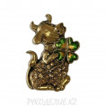 Брошь корова, бык 2 - Золотой+зелёный