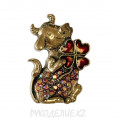 Брошь корова, бык 2 - Золотой+красный