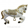Брошь Лошадка 55*40мм 03 - Белый
