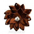 Цветок пришивной атлас со стразами d-50мм 12 - Тёмно-коричневый