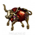 Брошь корова, бык 5 - Золотой+красный