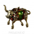 Брошь корова, бык 5 - Золотой+зелёный