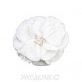 Цветок пришивной бархатный d-57мм 03 - Белый