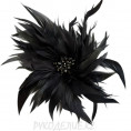 Цветок-брошь Перья d-160мм 04 - Черный