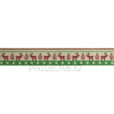 Лента новогодняя хлопковая Лоси 2см