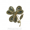 Брошь Клевер 42*50мм 58 - Морская волна