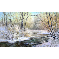 Рисунок на шелке Зимняя река 37*49см Матрёнин Посад