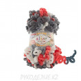 Пряжа Puffy Fine Color Alize 6518 - Серо-красно-белый