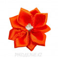 Цветок пришивной атласный со стразами d=30мм L-012 73 - Темно-оранжевый