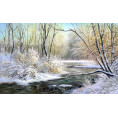 Рисунок на шелке Зимняя река 37*49см Матрёнин Посад Цветной