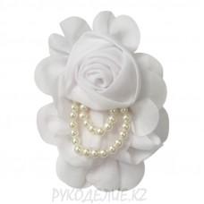 Брошь Роза с бусинами 007 SLV