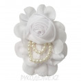 Брошь Роза с бусинами 007 SLV 03 - Белый