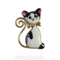 Брошь Котик 20*30мм 6 - Черный, золото