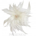 Цветок-брошь Перья d-160мм 03 - Белый