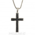 Кулон Крест 4 - Серебро, черный