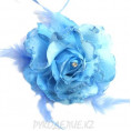 Брошь Цветок со стразами d-120мм 5 - Голубой