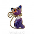 Брошь Котик 20*30мм 2 - Сиреневый, золото