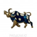 Брошь корова, бык 1 - Золотой+синий