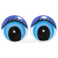 Глазки винтовые круг с ресницами 24мм - Фиолетово-голубой