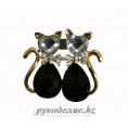 Брошь 2 кошечки 35*32мм BR- 615 1 - Черный