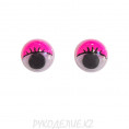 Глазки с ресничками клеевые 12мм 6 - Розовый