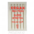 Иглы для бытовых швейных машин супер стрейч 5435090 №90 (5шт) ORGAN Никель