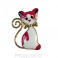 Брошь Котик 20*30мм 1 - Малиновый, золото