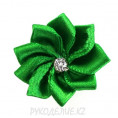 Цветок пришивной атласный со стразами d=30мм L-012 37 - Ярко-зеленый