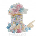 Пряжа Puffy Color Alize 6523 - Бирюзово-бежево-розово-белый