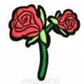 Термоаппликация Ветка розы 7,5*7,5см Красно-зелёный
