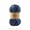 Пряжа Wooltime Alize 11011 - Черно-сине-серый