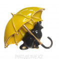 Брошь Кошка под зонтом 1 - Золото, черно-желтый