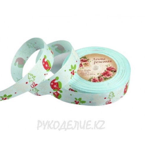 Лента новогодняя репсовая 25мм