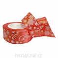 Лента "С Новым годом" атласная 4см 1 - Красный 5м