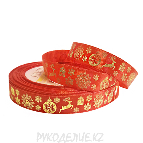 Лента атласная "Олени" 15мм Лента атласная "Олени" 15мм