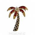 Брошь со стразами пальма 1 - Красный
