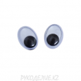 Глазки бегающие клеевые овал 7Х10мм - Чёрный+белый