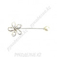Булавка декоративная цветок со стразами 80*30мм МТ-1739 2 - Никель