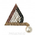 Брошь со стразами 6 - Треугольник, розово-бежевый 35*30мм