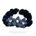 Резинка бархатная с цветами 09 - Синий